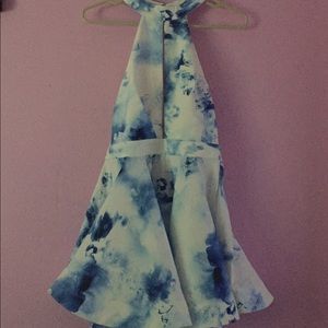 Halter Skater Dress with Mesh Back